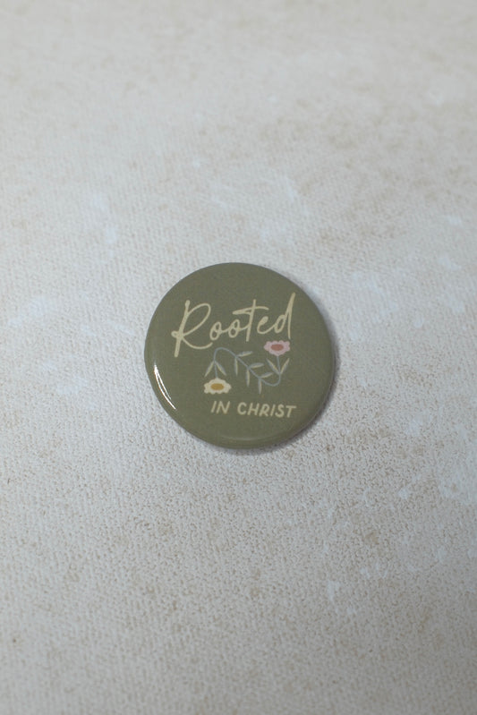 Rooted in Christ apron pin